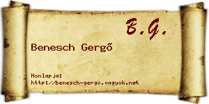 Benesch Gergő névjegykártya